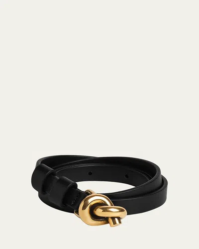 Bottega Veneta Knot Buckle Leather Belt In Black