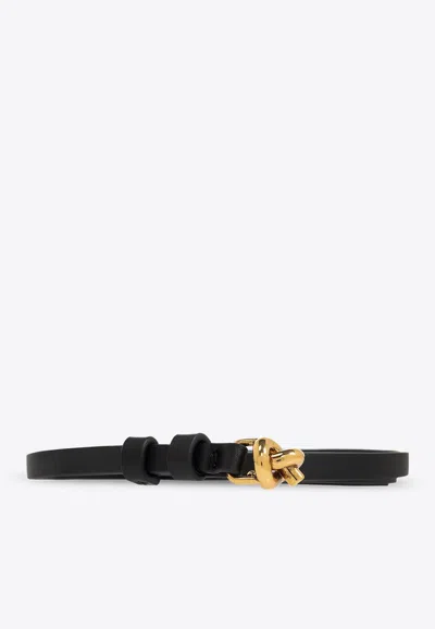 Bottega Veneta Knot Buckle Leather Belt In Black