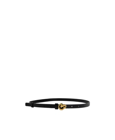 Bottega Veneta Knot Buckle Leather Belt In Black