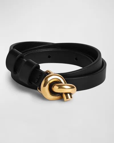 Bottega Veneta Leather Belt In Black