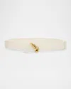 Bottega Veneta Knot Buckle Medium Calf Leather Belt In 9104 Chalk M Brass