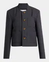 Bottega Veneta Knot-button Light Structured Cotton Jacket In Blue