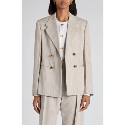 Bottega Veneta Knot Button Textured Blazer In Neutral