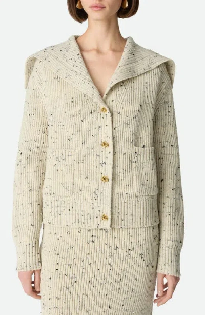 Bottega Veneta Knot Button Wool Blend Rib Cardigan In Multi
