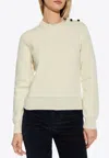 Bottega Veneta Crew-neck Wool Sweater Embellished Buttons In Beige