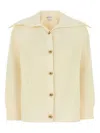 Bottega Veneta Women Cream Stretch Cotton Blend Cardigan