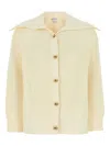 Bottega Veneta Women Cream Stretch Cotton Blend Cardigan In Nude & Neutrals
