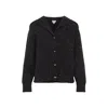 Bottega Veneta Melange Dark Brown Wool Blend Cardigan In Black