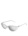 Bottega Veneta Knot Cat Eye Metal Mirrored Sunglasses, 57mm In Silver