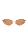 Bottega Veneta Knot Cat-eye Metal Sunglasses In Gold