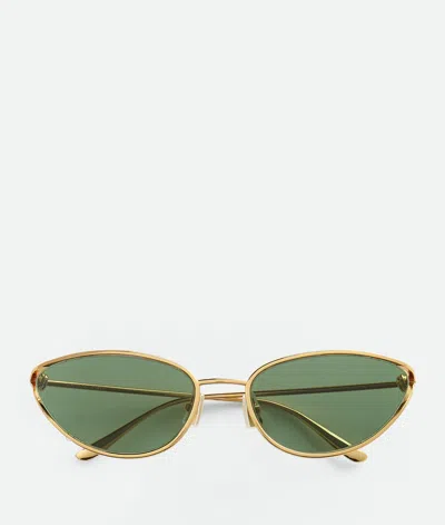 Bottega Veneta Knot Sonnenbrille In Cat-eye-form In Gold/green