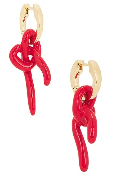 Bottega Veneta Knot Dangle Earrings In Red