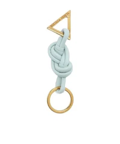 Bottega Veneta Knotted Key Ring In Lamb Leather In Blue
