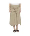 Bottega Veneta Pleated Cotton Long Skirt In Nude