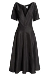 Bottega Veneta Fluid Linen Midi Dress With Twist Detail In 1000 Black
