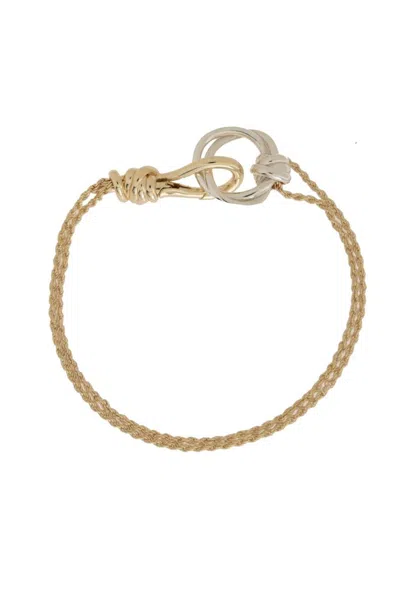Bottega Veneta Knot Detailed Bracelet In Gold