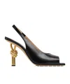 Bottega Veneta Leather Knot Slingback Heels 90 In Black
