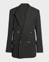 Bottega Veneta Knot Double-breasted Oversized Blazer Jacket In Nero