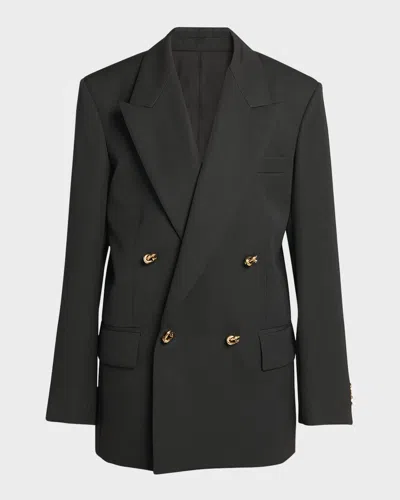 Bottega Veneta Knot Double-breasted Oversized Blazer Jacket In Nero