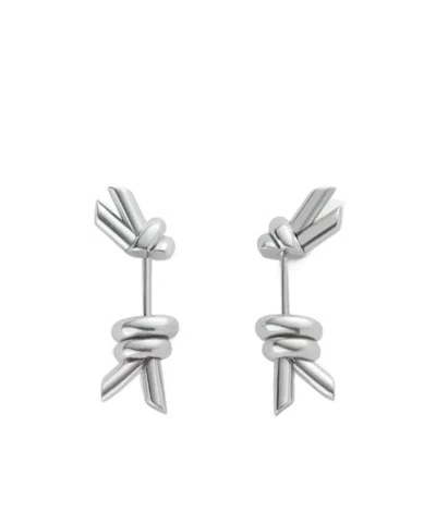 Bottega Veneta Knot Earrings In Gray