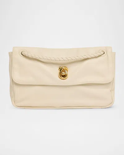 Bottega Veneta Knot Flap Leather Shoulder Bag In Gray