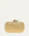 Bottega Veneta Knot Flower Metallic Leather Minaudiere In Gold Cherry Bloss-mb