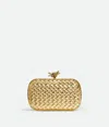 Bottega Veneta Knot Padded Intrecciato Metallic Leather Clutch In Gold