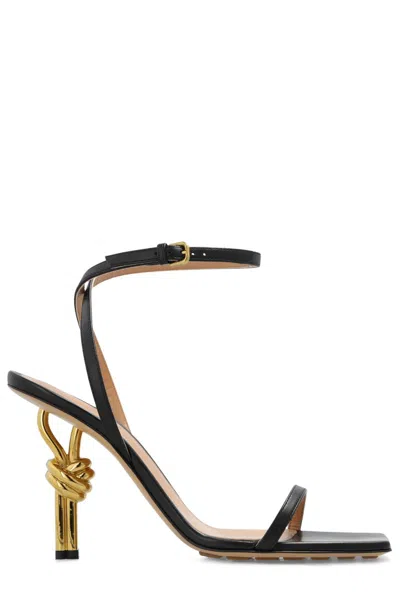 Bottega Veneta Leather Knot-heel Ankle-strap Sandals In Black