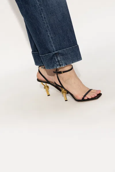 Bottega Veneta Leather Knot-heel Ankle-strap Sandals In Black