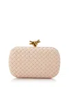 Bottega Veneta Knot Intrecciato Leather Minaudière Clutch Bag In Lotus/brass