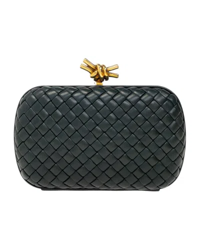 Bottega Veneta Knot Intrecciato Leather Clutch Bag In Black