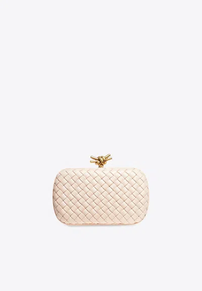 Bottega Veneta Knot Intrecciato Leather Minaudière Clutch Bag In Pink