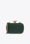 Bottega Veneta Knot Intrecciato Leather Minaudière Clutch Bag In Emerald Green