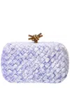 Bottega Veneta Knot Intrecciato Velvet & Leather Clutch In Purple