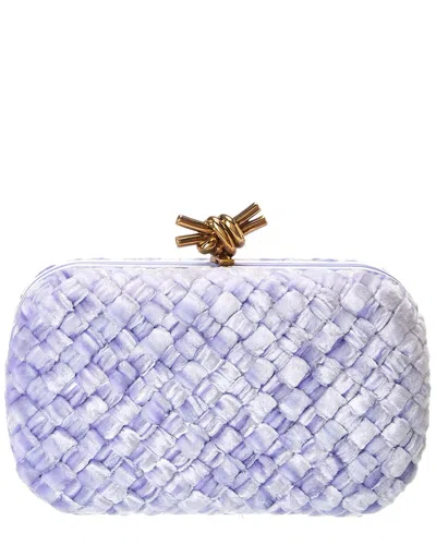 Bottega Veneta Knot Intrecciato Velvet & Leather Clutch In Purple
