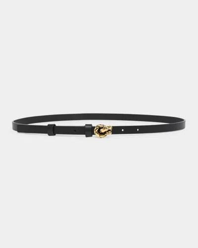 Bottega Veneta Knot Intreccio Leather Belt In Black