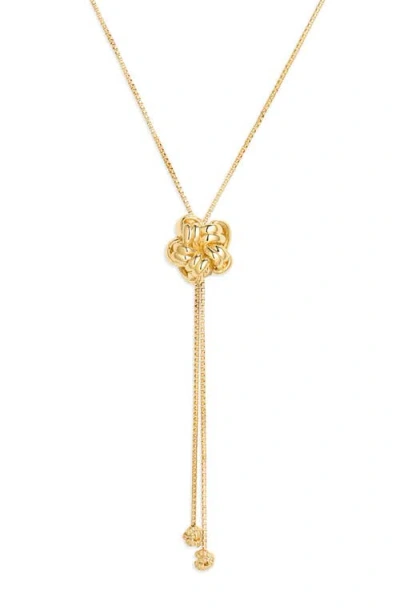 Bottega Veneta Knot Lariat Necklace In Purple
