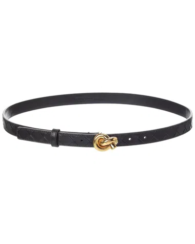 Bottega Veneta Knot Leather Belt In Black