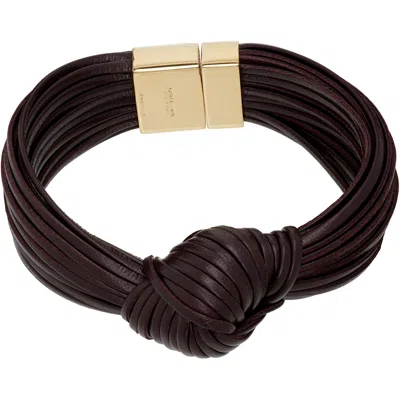 Bottega Veneta Knot Leather Bracelet In Brown
