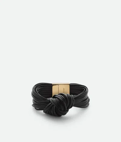 Bottega Veneta Knot Leather Bracelet In Black