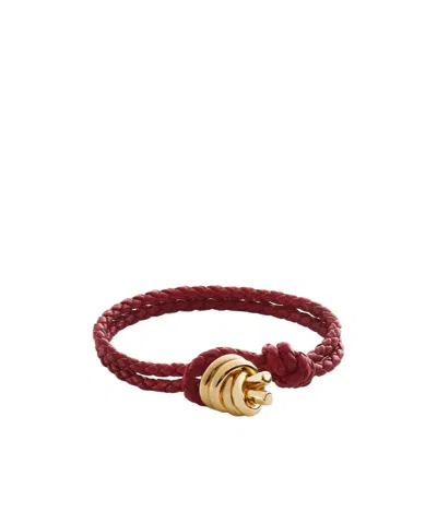 Bottega Veneta Knot Leather Bracelet In Red