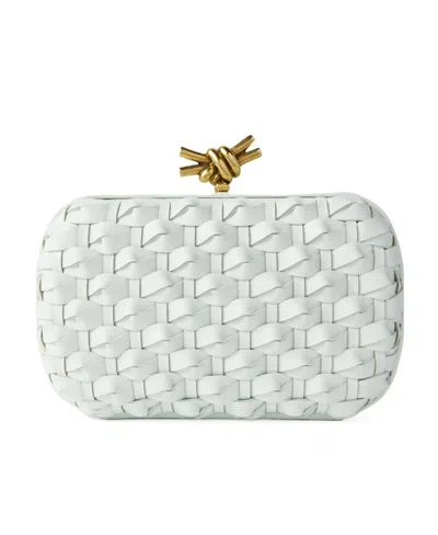 Bottega Veneta Knot Wove Leather Minaudiere In White