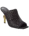 Bottega Veneta 90mm Mini Weave Nappa Leather Knot Mule Sandals In Black
