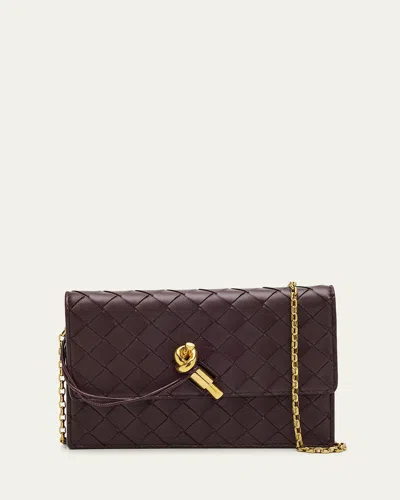Bottega Veneta Knot Leather Pouch Bag In Burgundy