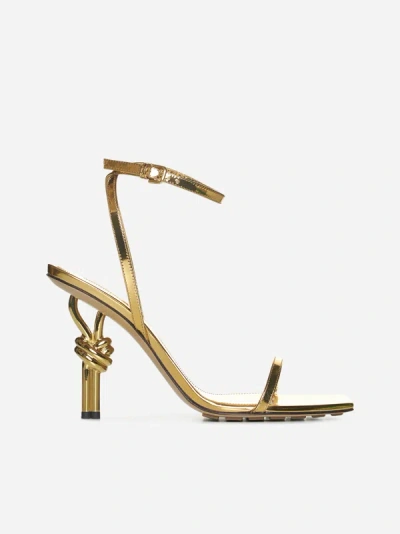 Bottega Veneta Knot Metallic Leather Sandals In Gold
