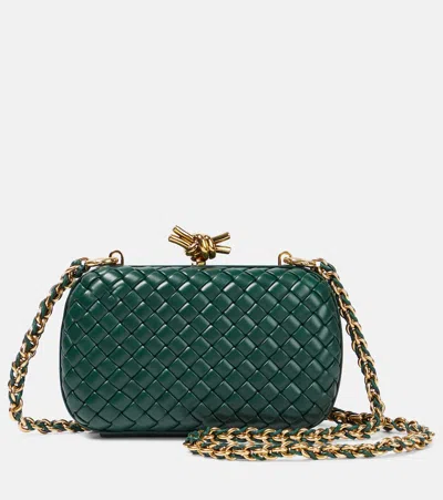 Bottega Veneta Knot Leather Shoulder Bag In Green