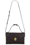 Bottega Veneta Knot Lock Medium Intrecciato Leather Shoulder Bag In Fondant & Muse Brass