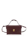 Bottega Veneta 'knot Lock' Bordeaux Crossbody Bag With Intreccio Motif And Metal Knot Closure In Lea