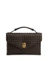 Bottega Veneta Knot Lock Medium Intrecciato Leather Shoulder Bag In Fondant/gold