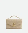 Bottega Veneta Knot Lock Leather Top-handle Bag In Ecru